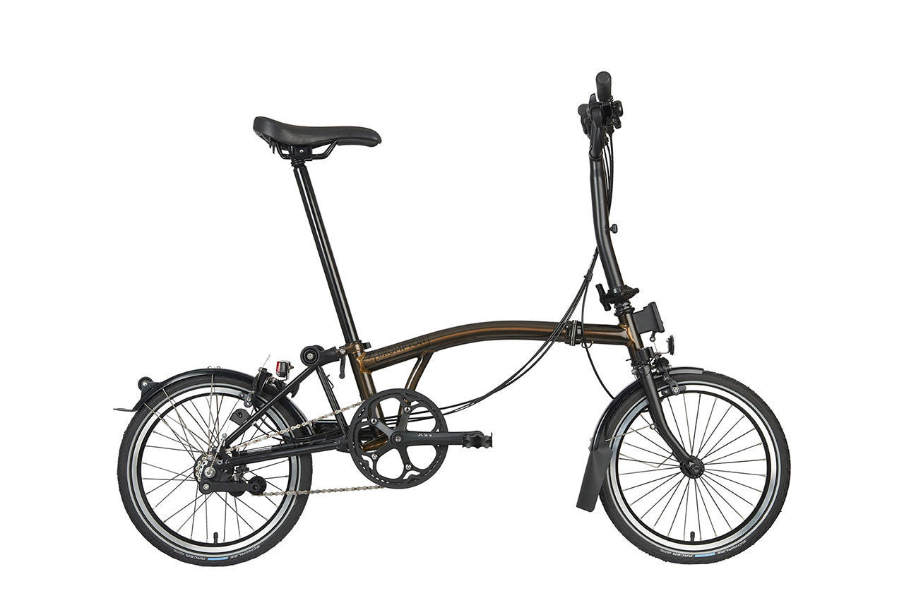 Brompton best folding biczcle, special colour black lacquer, M, 6 speed, lights